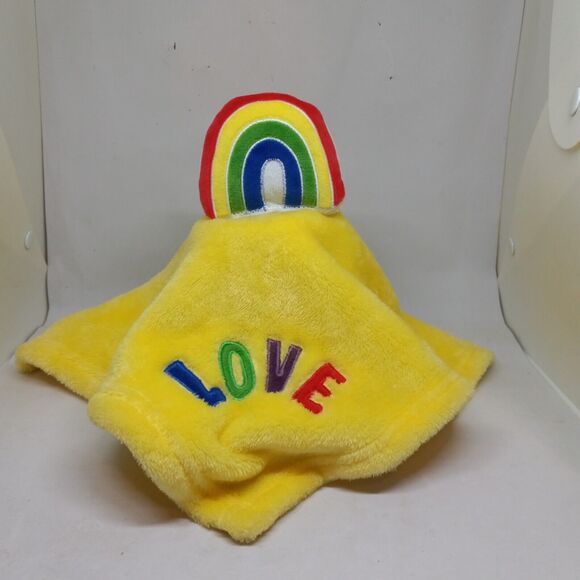 Chick Pea Rainbow Love Fleece Security Blanket Lovey-Embroidered-Yellow-2021 - Picture 1 of 10